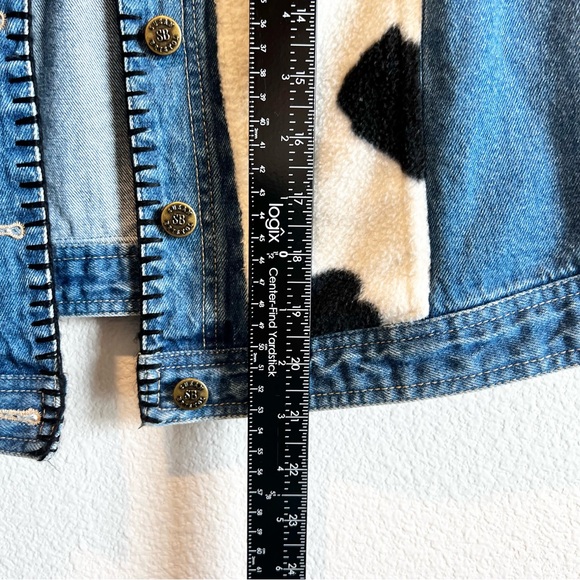 Susan Bristol Denim Vest Cow Fleece Medium Rodeo Westernwear Texas Casual EUC - Picture 7 of 8